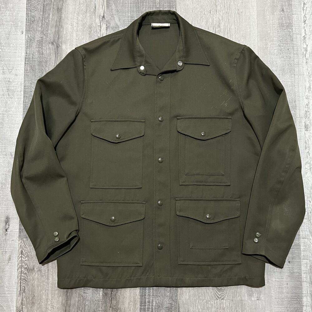 VTG Military Cruiser Style Shacket Olive Drab 4 Pocket Utility Safari Twill USA